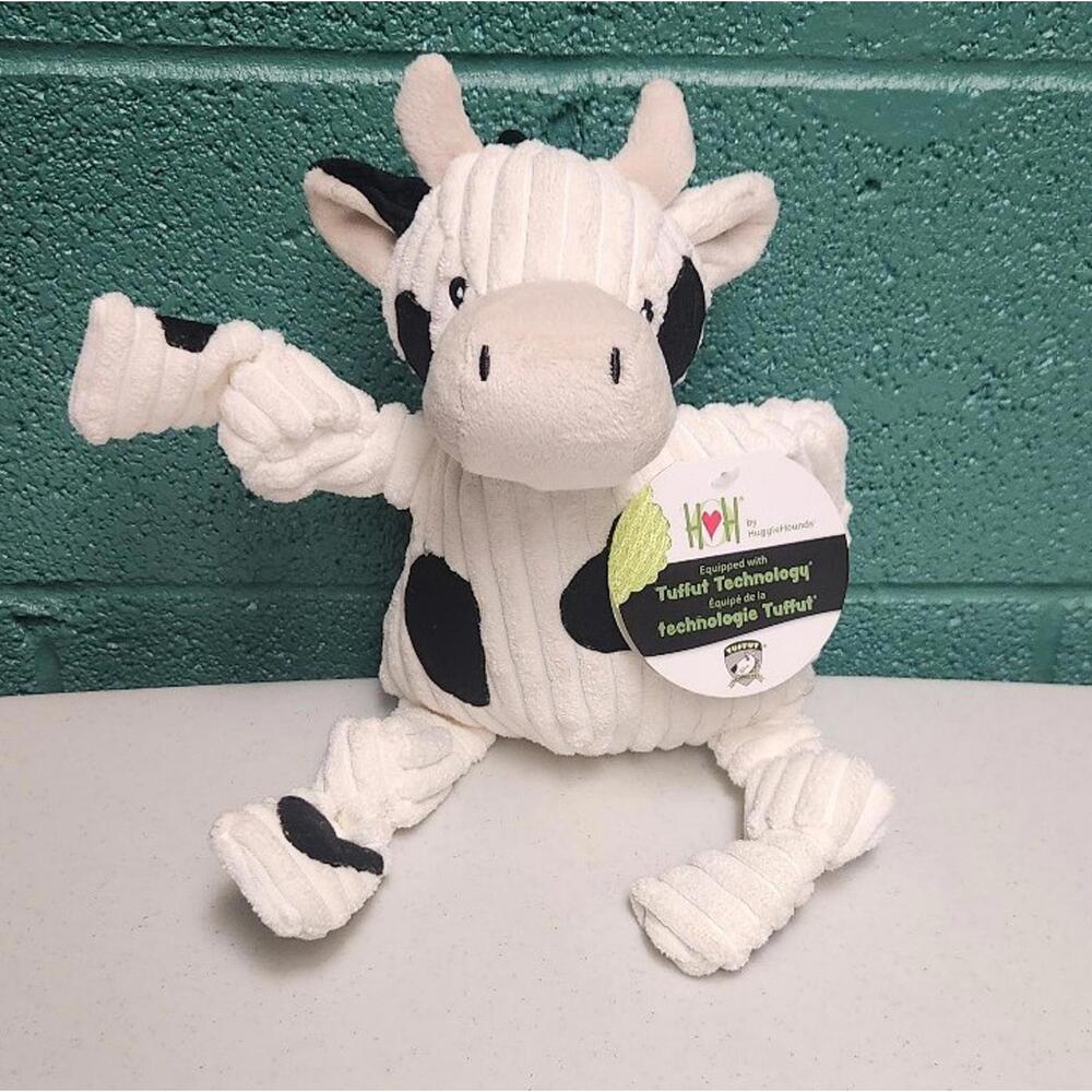 Dottie Cow Knottie Plush Dog Toy Huggle Hounds Tuffut Toy